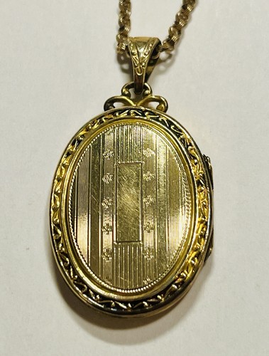 Antique gold oval locket - gold,