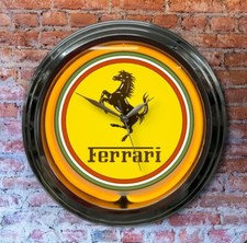 Ferrari yellow neon wall clock