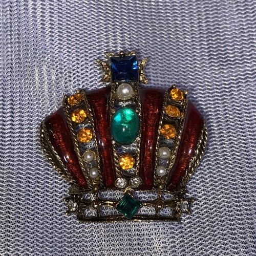 Vintage crown gold tone brooch - vintage,