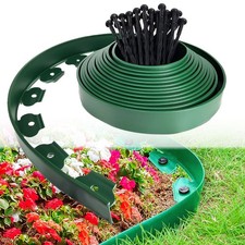 10m Lawn Edge Border with 50 pegs Garden Edging For Paths Drives Flower Grass