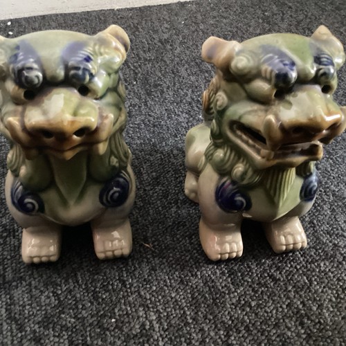 Vintage pair chinese dogs foo - dogs,