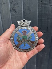 RARE VINTAGE SCOTLAND FLAG SCOTTISH THISTLE CLASSIC CAR GRILL BADGE J R GAUNT