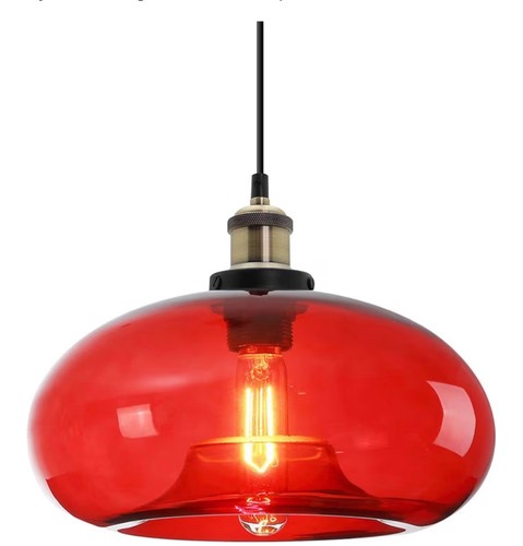 Red glass pendant light - glass,