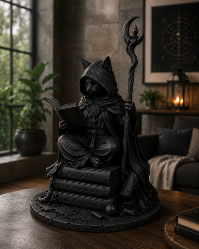 Mystic cat wizard figurine - mystic,