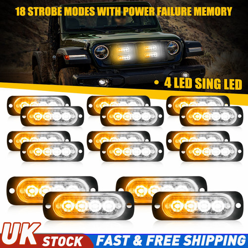16pcs amber white led - amber,