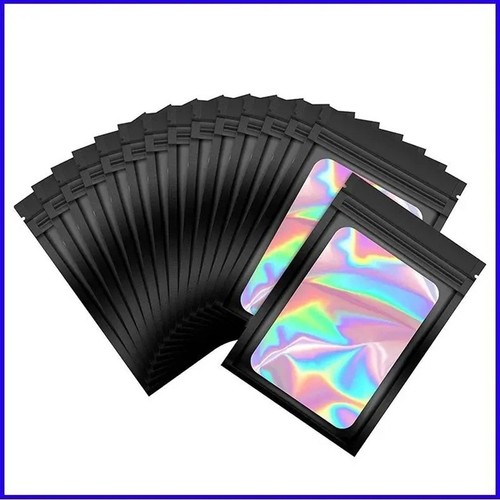 50pcs holographic mylar zip - holographic,