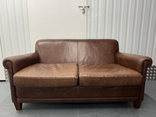 Laura Ashley ‘Burlington’ Brown Chesnut Leather Two / Three Seater Sofa - VGC