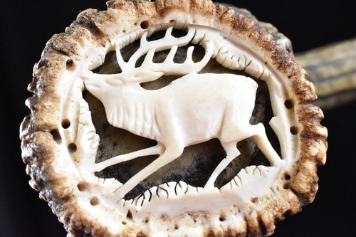 Vtg hand carved elk - carved,