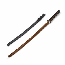Wooden Martial Arts Red Oak Roped Bokken Plastic Scabbard Training Aid Forms