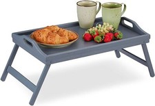 SERVING BREAKFAST LAP TRAY TABLE BAMBOO WOODEN BED TRAY WITH FOLDING LEG