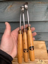 Vintage Set Of 3 Marples Spoon Carving Gouge Chisels Boxwood Handles 