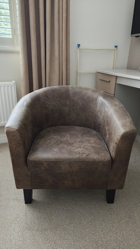 Brown faux leather tub chair - brown,