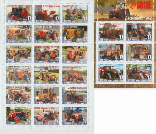 Stamp block sheet same tractor - block+sheet,