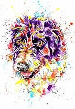 Long Haired Lurcher Art Print Painting Picture Gifts,  - Size Mounting Options