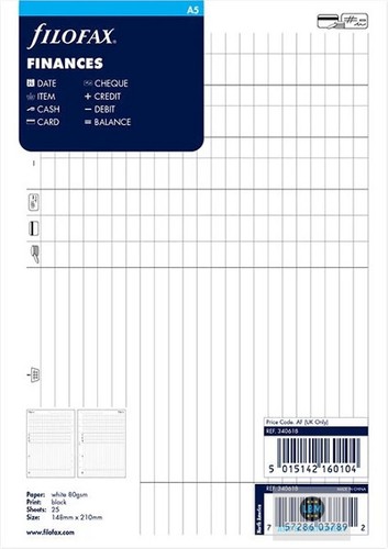 Filofax size finances - filofax,
