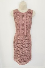 Warehouse Dusty Pink Sleeveless Lace Dress - Size 12
