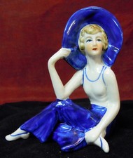 Figurine Bathing Beauty Sexy Hat Art Deco-German Style Art Nouveau Style Porcela