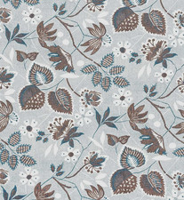 THIBAUT CURTAIN FABRIC Indienne Hazel 5.6 MTR BROWN/SLATE 100% LINEN ANNA FRENCH