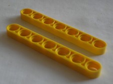 2 x LEGO TECHNIC Yellow Beam 7 x 0.5 ref 32065 / Set 8463 8457 8455 4541 8292...