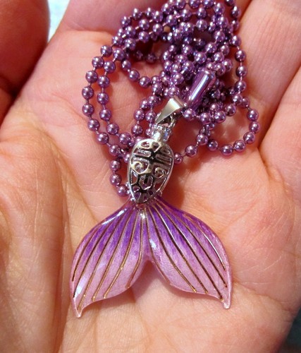 Purple mermaid tail necklace - purple,