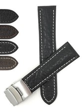 22mm Top Grain Leather Deployment Watch Band for Tissot Quadrato