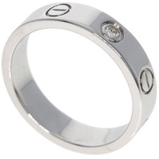 Cartier Love Ring, 1 Diamond, #47, 18K White Gold, Women's, CARTIER
