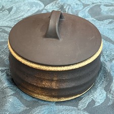 Newlyn Harbour Pottery Pot With Lid, Brown Textured Pottery Jar, Bowl