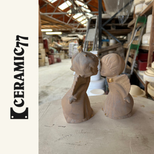 Kissing angels ceramic mould - ceramic,