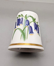 Vintage English Porcelain Thimble - Spode - Flower of the Year 1987 Bluebell