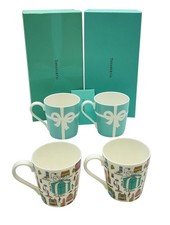 Auth Tiffany & Co. 5th Avenue Bow Ribbon & New York motif 4p Mugs W/Box SK100187