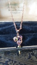 Vintage 1990-s 14 CT Rolled Gold Amethyst Pendant on Chain-Hallmarked 585 RG