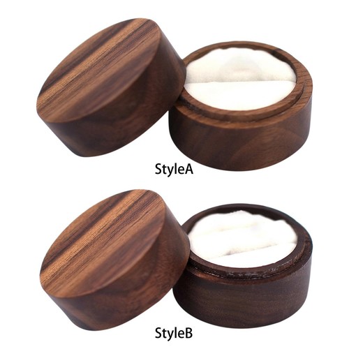 Wooden ring box rustic round - wooden,