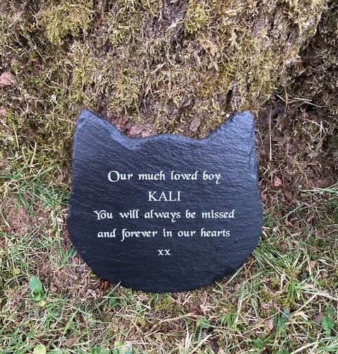 Personalised slate cats head - slate,