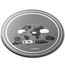 Round Mouse Mat (bw) - Caravan Motorhome Camping Van Bus  #41871