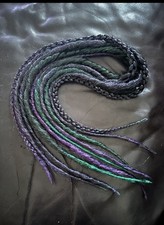 Handmade Double Ended Dreadlock Braids 5 Strands Purple Black And Green