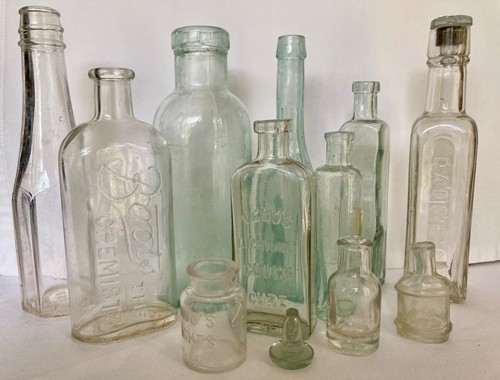 Vintage glass bottle job lot - glass,