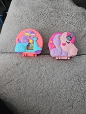 2 X POLLY POCKET SETS-DOLPHIN+M/BIKE-2021/2023 - WITH DOLLS - VGC - SEE PICS