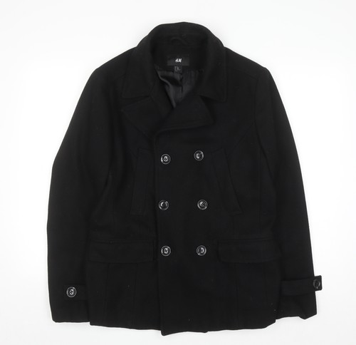 Men black wool blend pea - h&m,