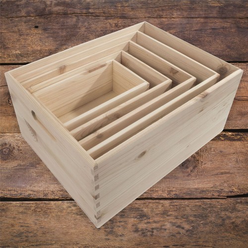 Pine crate chest - pine, wooden