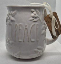 T.K Maxx/Homesense White Holly Christmas Themed Rae Dunn 'Peace' Mug
