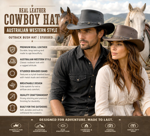 Real leather cowboy hat - real,