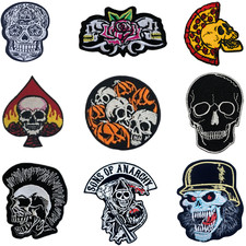 Skull Iron On Patch Embroidered Sew On Applique Different Skeleton Badges