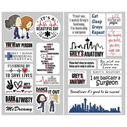 Greys anatomy sticker pack - greys,