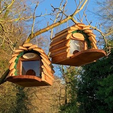 Wooden Hanging Garden Wildlife Squirrel Feeder Set of 2 Feeding Box