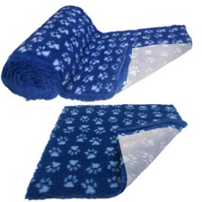 Dark Blue with light Paws Vet Bedding NON-SLIP ROLL WHELPING FLEECE DOG PUPPY PR
