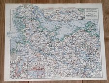 1936 ORIGINAL VINTAGE MAP OF HAMBURG SCHLESWIG-HOLSTEIN MECKLENBURG GERMANY
