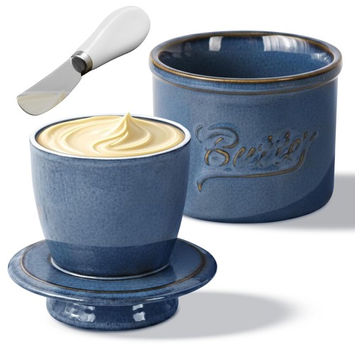 French butter crock with - butter,