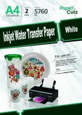 Water Slide Decal Paper A4 INKJET Waterslide Transfer Paper White - 2 Sheets