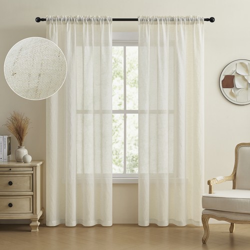 Pair natural linen - pair, curtains