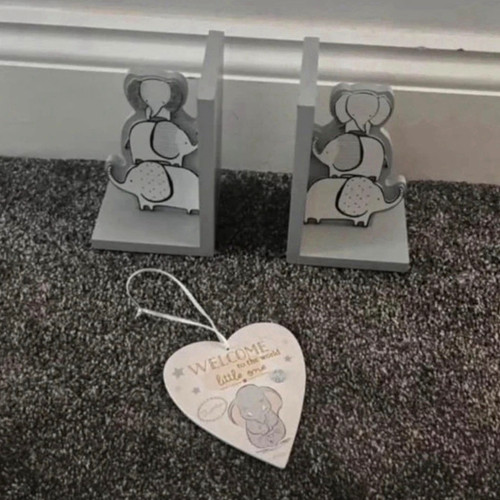 Grey wooden elephant - grey,